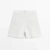 100 % pellavasta valmistetut lyhyet laskostetut bermuda-shortsit 100 % pellavasta valmistetut lyhyet laskostetut bermuda-shortsit