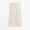 Barrel Fit -mallinen denim-midihame Barrel Fit -mallinen denim-midihame