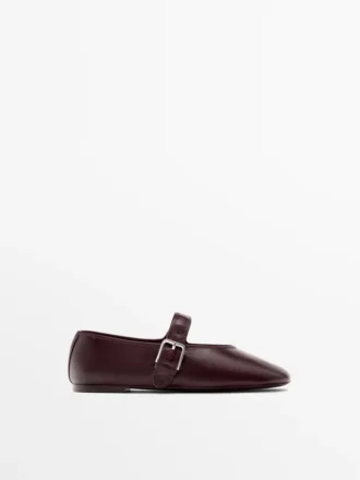 Crackled Leather Ballet Flats