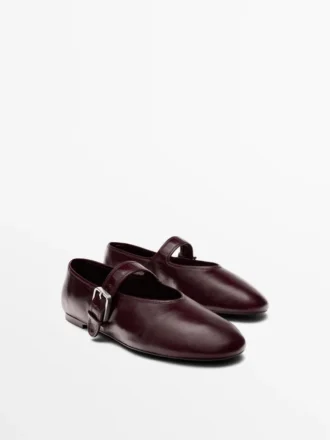 Crackled Leather Ballet Flats