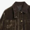 Flockattu denimtakki, jossa kaulusyksityiskohdat Flockattu denimtakki, jossa kaulusyksityiskohdat