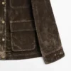 Flockattu denimtakki, jossa kaulusyksityiskohdat Flockattu denimtakki, jossa kaulusyksityiskohdat