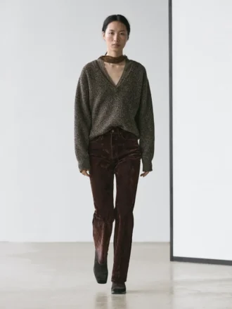 Korkeavyötäröiset flokattuja bootcut-farkut