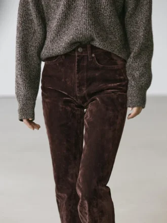 Korkeavyötäröiset flokattuja bootcut-farkut