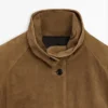 Lyhyt mokkanahkainen bomber-takki Lyhyt mokkanahkainen bomber-takki