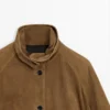 Lyhyt mokkanahkainen bomber-takki Lyhyt mokkanahkainen bomber-takki