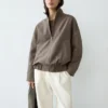 Melange-lineninen bomber-takki ja huivi Melange-lineninen bomber-takki ja huivi