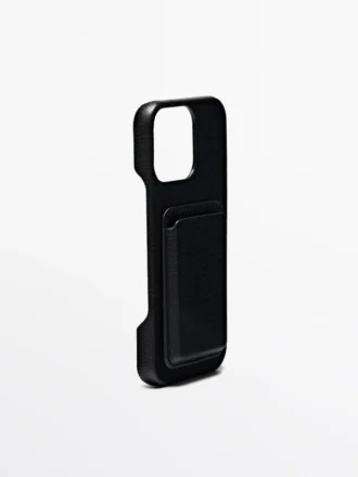 Nappapintaisesta nahasta valmistettu iPhone Pro Max -kotelo