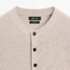 Puuvillaneulottu Henley-kauluksinen villaneule Puuvillaneulottu Henley-kauluksinen villaneule