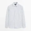 Raidallinen slim fit -linenpaita Raidallinen slim fit -linenpaita