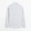 Raidallinen slim fit -linenpaita Raidallinen slim fit -linenpaita