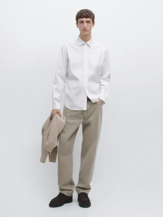 Slim Fit -kauluspaita joustavasta puuvillaseoksesta Slim Fit -kauluspaita joustavasta puuvillaseoksesta