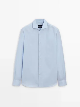 Slim Fit -kauluspaita, mikroruudullinen, 100 % puuvillaa