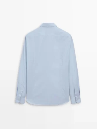Slim Fit -kauluspaita, mikroruudullinen, 100 % puuvillaa