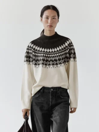 Villaseoksesta valmistettu jacquard-neulepusero